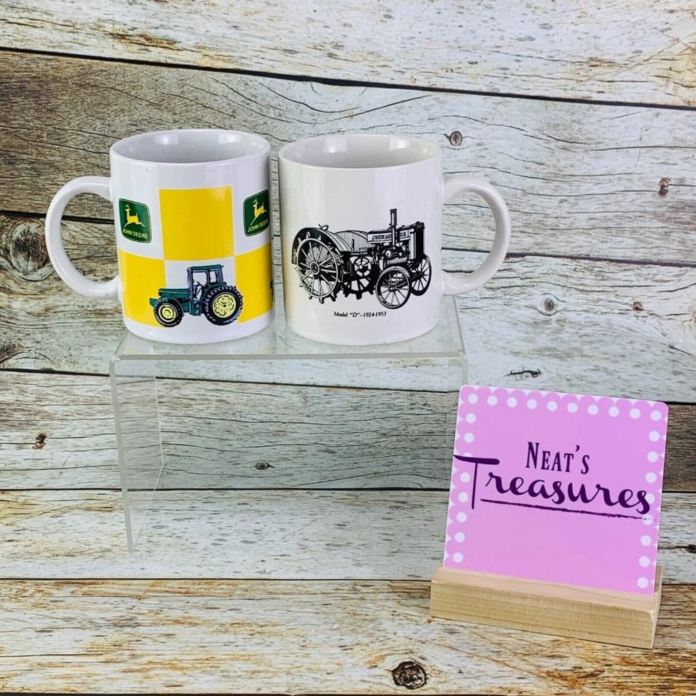 John Deere GO WITH THE GREEN & Gibson Yellow Green LICENSED Coffee Cup Set 2